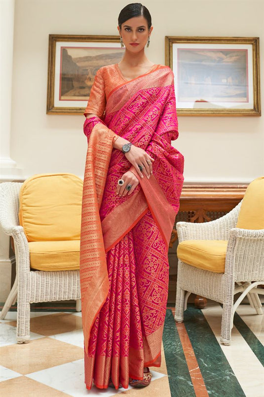 Patola Silk Pink Color Classic Saree