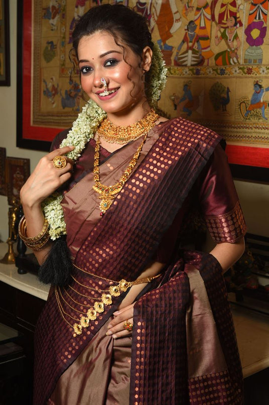 Maroon Soft Silk Saree With Blouse