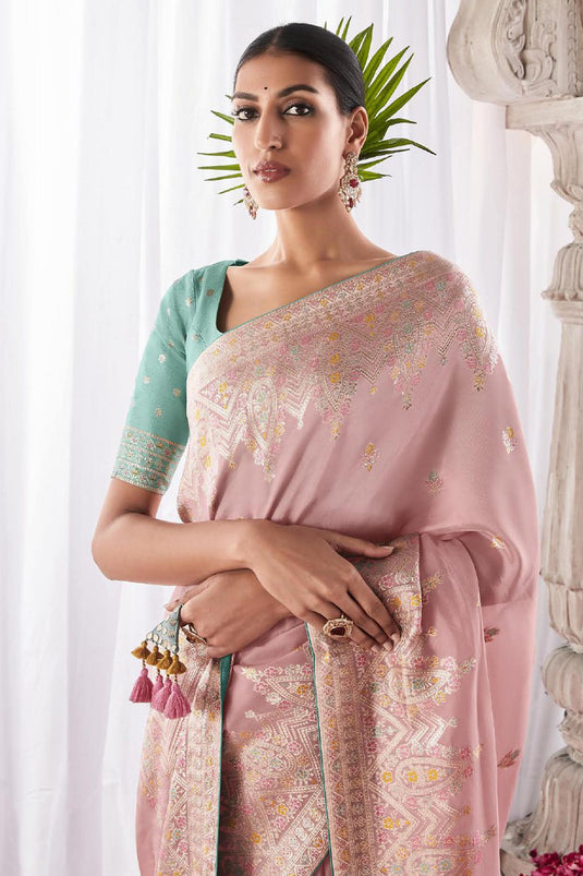 Pink Color Weaving Work Pleasant Art Silk Saree