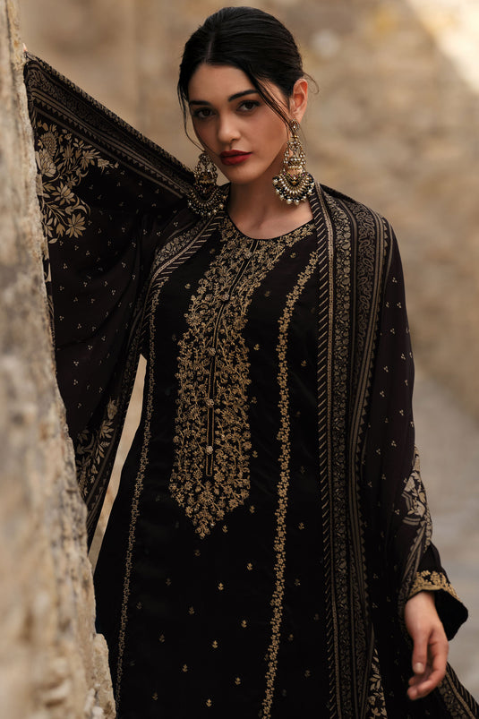 Delight Black Georgette Palazzo Salwar Kameez