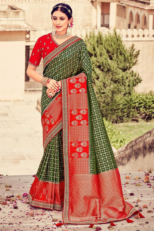 Art Silk Fabric Green Color Function Wear Imperial Saree