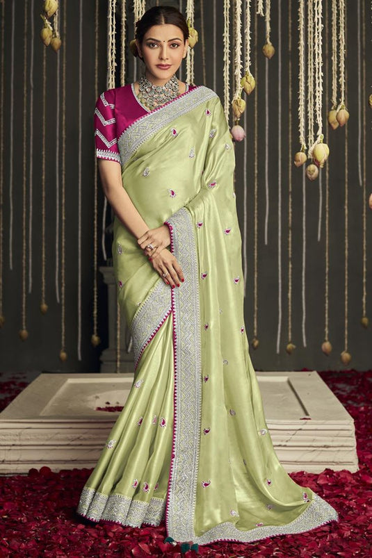 Beguiling Green Color In Art Silk Fabric Kajal Aggarwal Saree