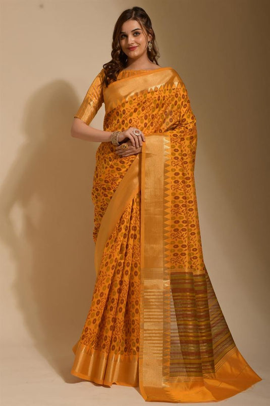 Art Silk Fabric Yellow Color Phenomenal Casual Saree
