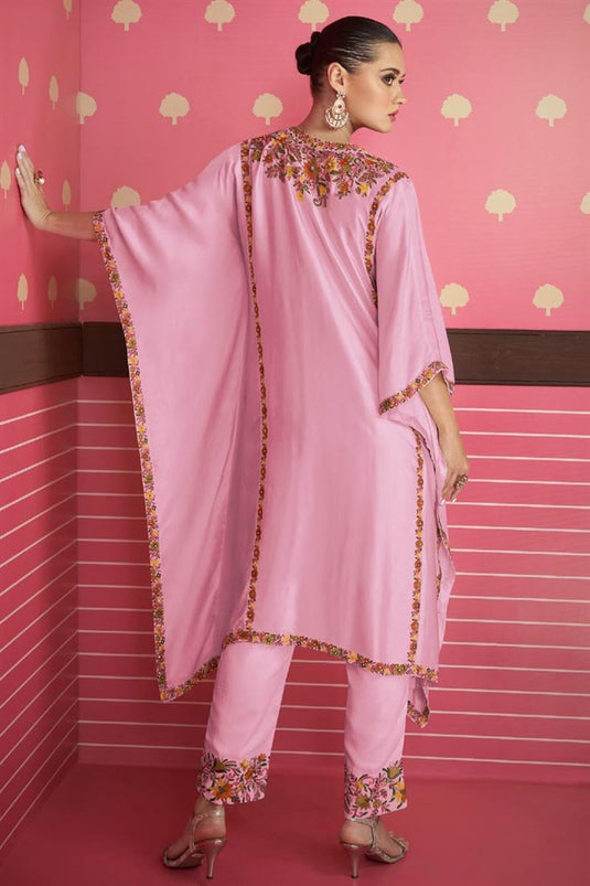 Eugeniya Belousova Satin Silk Pink Color Beatific Kaftan Style Salwar Suit