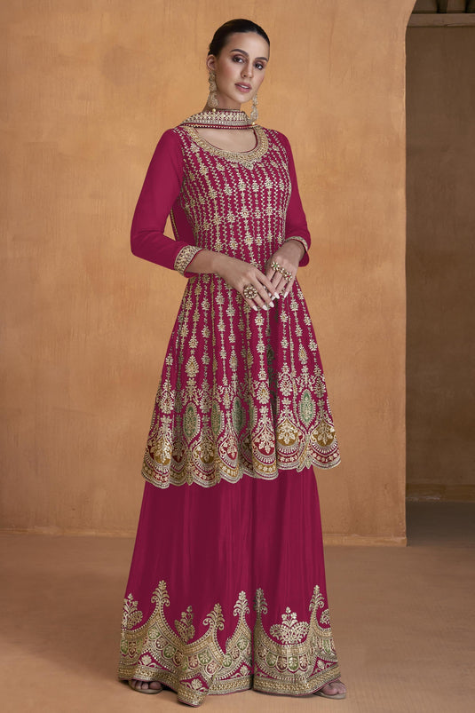 Rani Color Chinon Fabric Fancy Embroidered Readymade Palazzo Suit