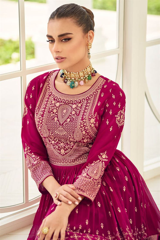 Georgette Fabric Rani Color Amazing Readymade Sharara Suit