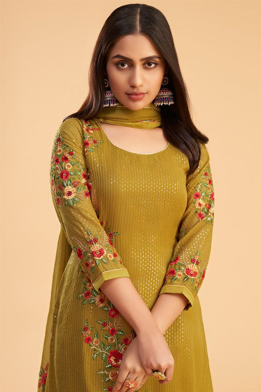 Yellow Color Georgette Alluring Function Look Salwar Suit