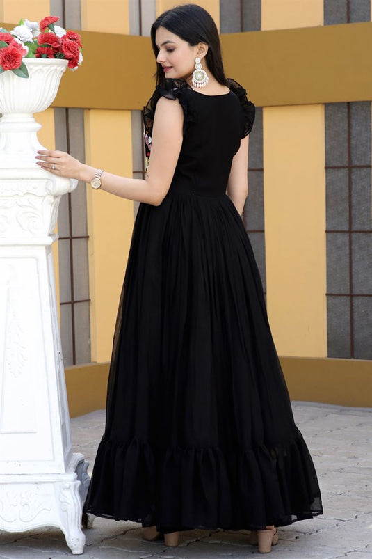 Black Color Georgette Fabric Admirable Readymade Gown