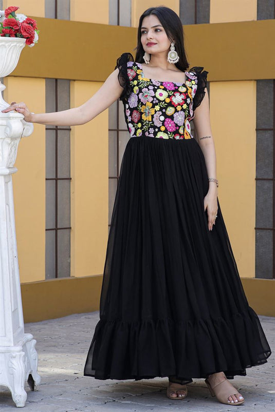 Black Color Georgette Fabric Admirable Readymade Gown