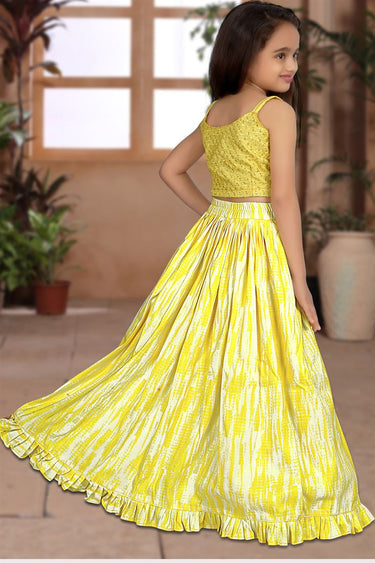 Yellow Color Silk Kids Lehenga Choli with Sequins Work