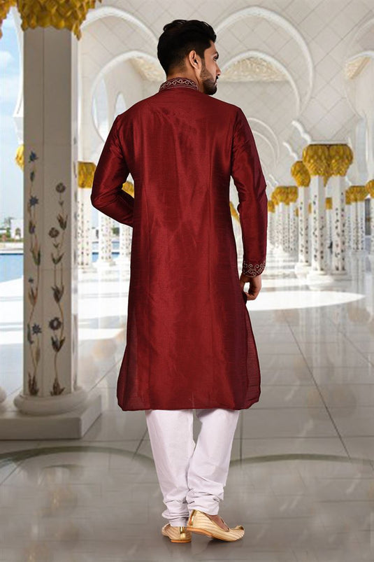 Art Silk Reception Wear Readymade Kurta Pyjama For Men