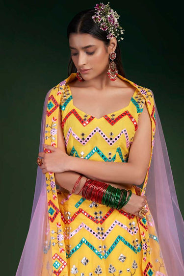 Radiant Yellow Color Sangeet Wear Lehenga In Georgette Fabric