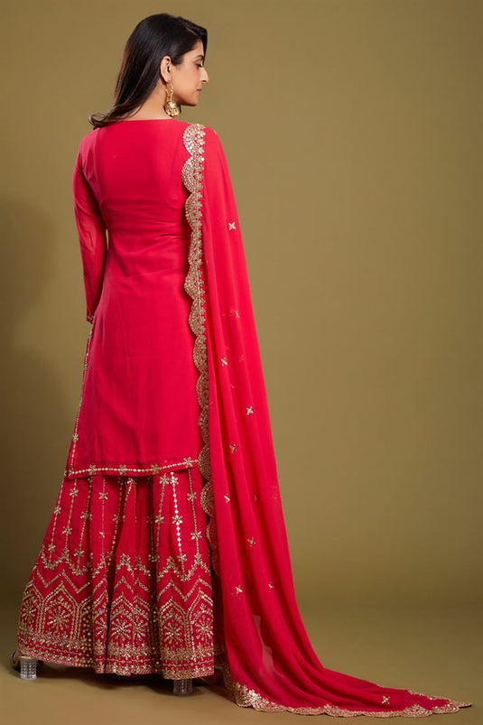 Pink Color Georgette Charming Readymade Palazzo Suit