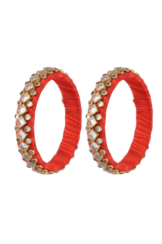 Designer Silk Thread Handmade Bangle Jewellery In Red