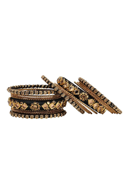 Wedding Wear Handmade Silk Thread Black Designer Bangles Set