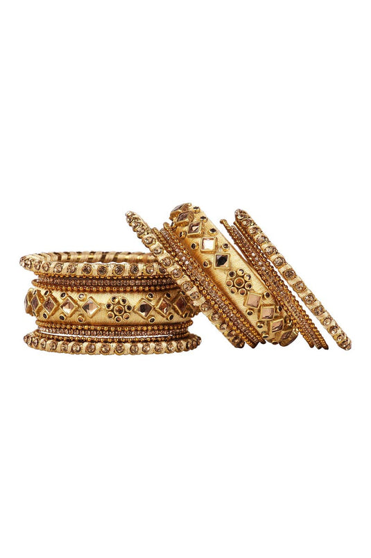 Beige Handmade Silk Thread Designer Bangles Set For Wedding