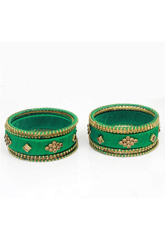 Fancy Handmade Silk Thread Teal Designer Bangles