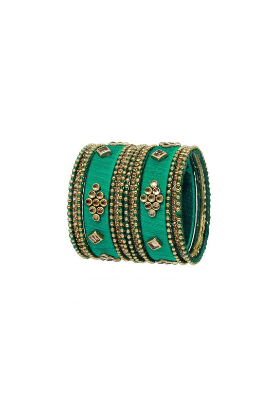 Fancy Handmade Silk Thread Teal Designer Bangles