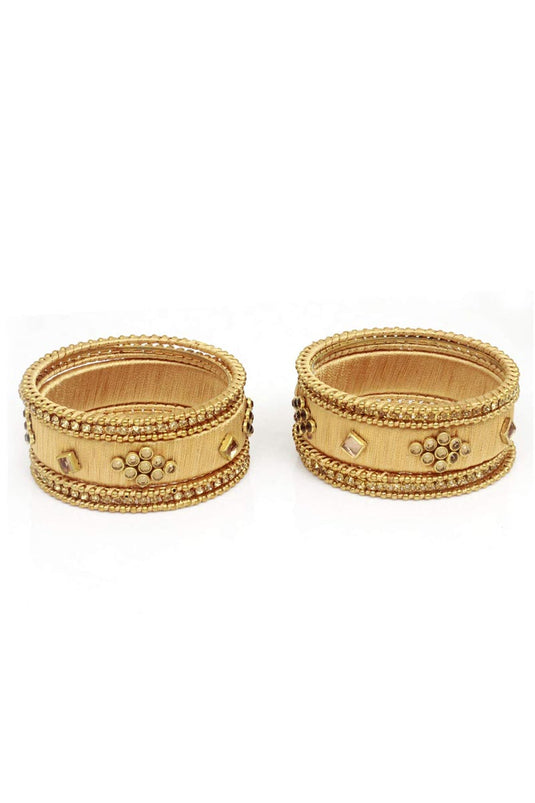 Fancy Handmade Silk Thread Beige Designer Bangles