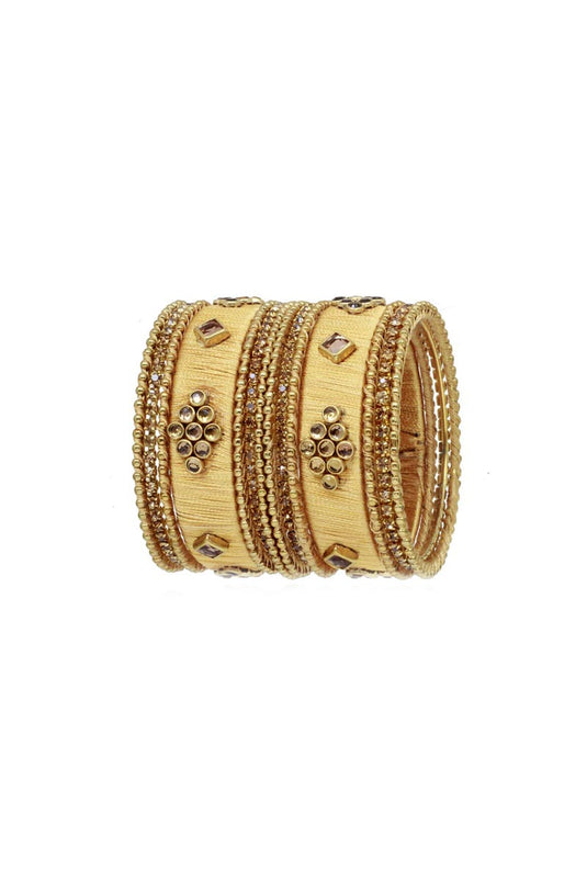 Fancy Handmade Silk Thread Beige Designer Bangles