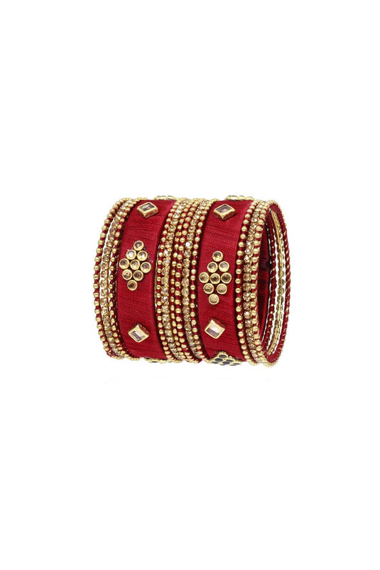 Designer Silk Thread Handmade Bangle Jewellery In Maroon