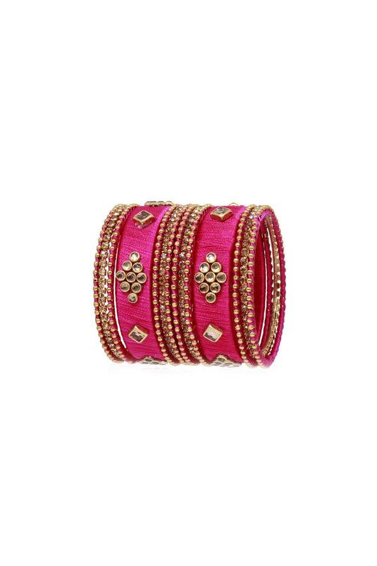 Trendy Rani Color Handmade Silk Thread Designer Bangles For Function