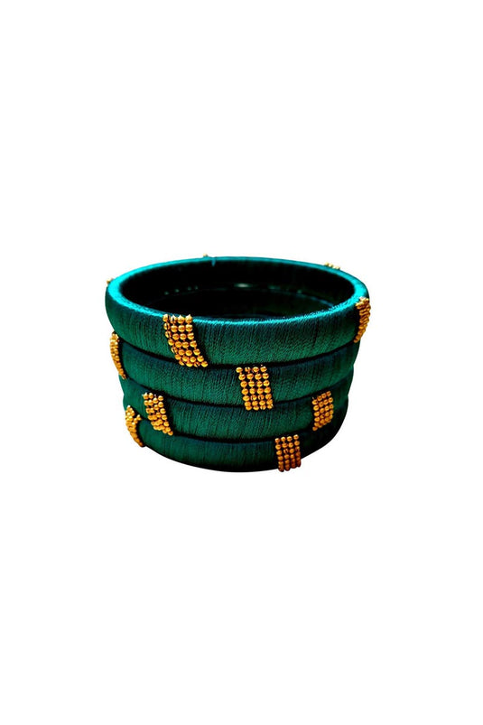 Designer Teal Customized Silk Thread Classy Bangles Set