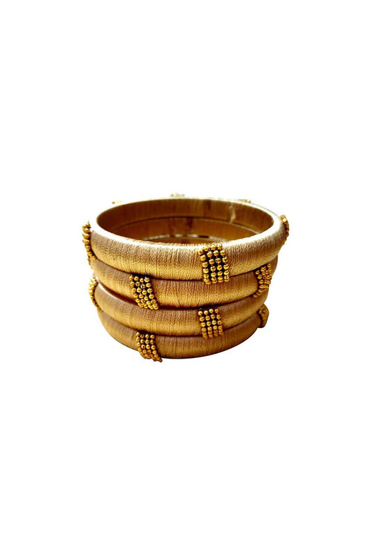 Designer Beige Handmade Silk Thread Stylish Bangles Set