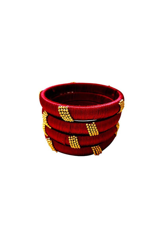 Designer Maroon Customized Silk Thread Classy Bangles Set