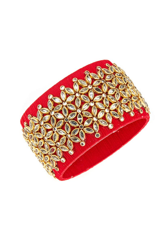 Silk Thread Handmade Customized Patla Bangle In Red